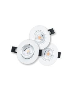 LED Camini Downlight rond kantelbaar 8W 36º 2.700K IP44 dimbaar 3-pack Wit